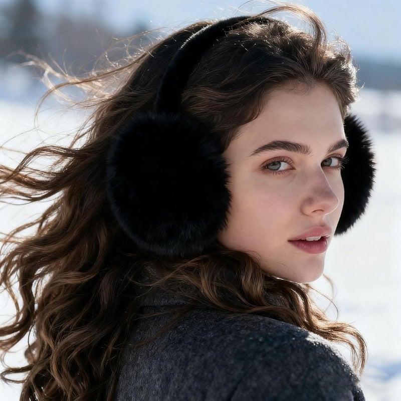 Duxesuk 1 Pcs Headband Winter, Ear Muffs for Women & Men, Foldable Fluffy Earmuffs with Headband, Headband Winter - Image 4